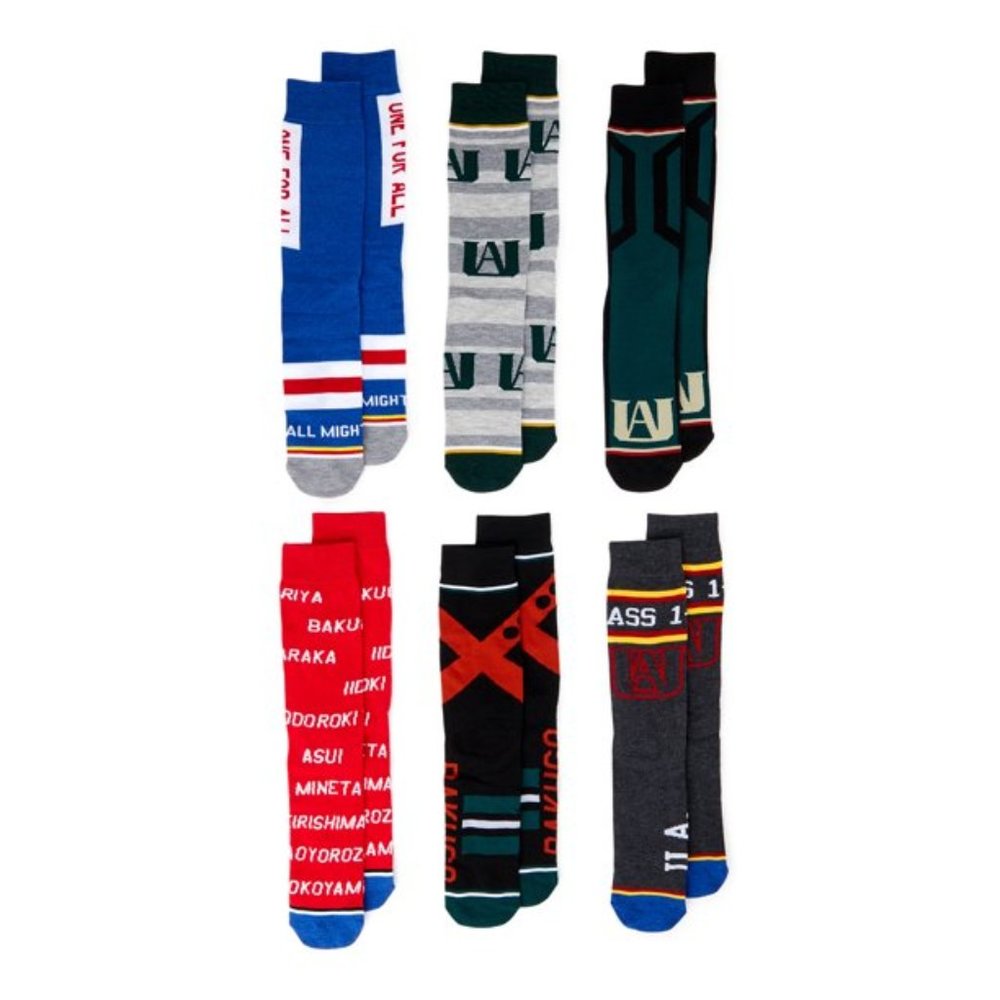 My Hero Academia Men's Crew Socks, 6-Pack